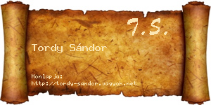 Tordy Sándor névjegykártya